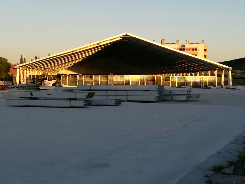 Carpas temporales para construcción. Almacenamiento logístico.